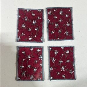 Floral Burgundy Fabric Patches